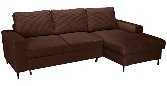 ECKSOFA Dunkelbraun Cord  - Dunkelbraun/Schwarz, KONVENTIONELL, Textil/Metall (240/150cm) - Carryhome