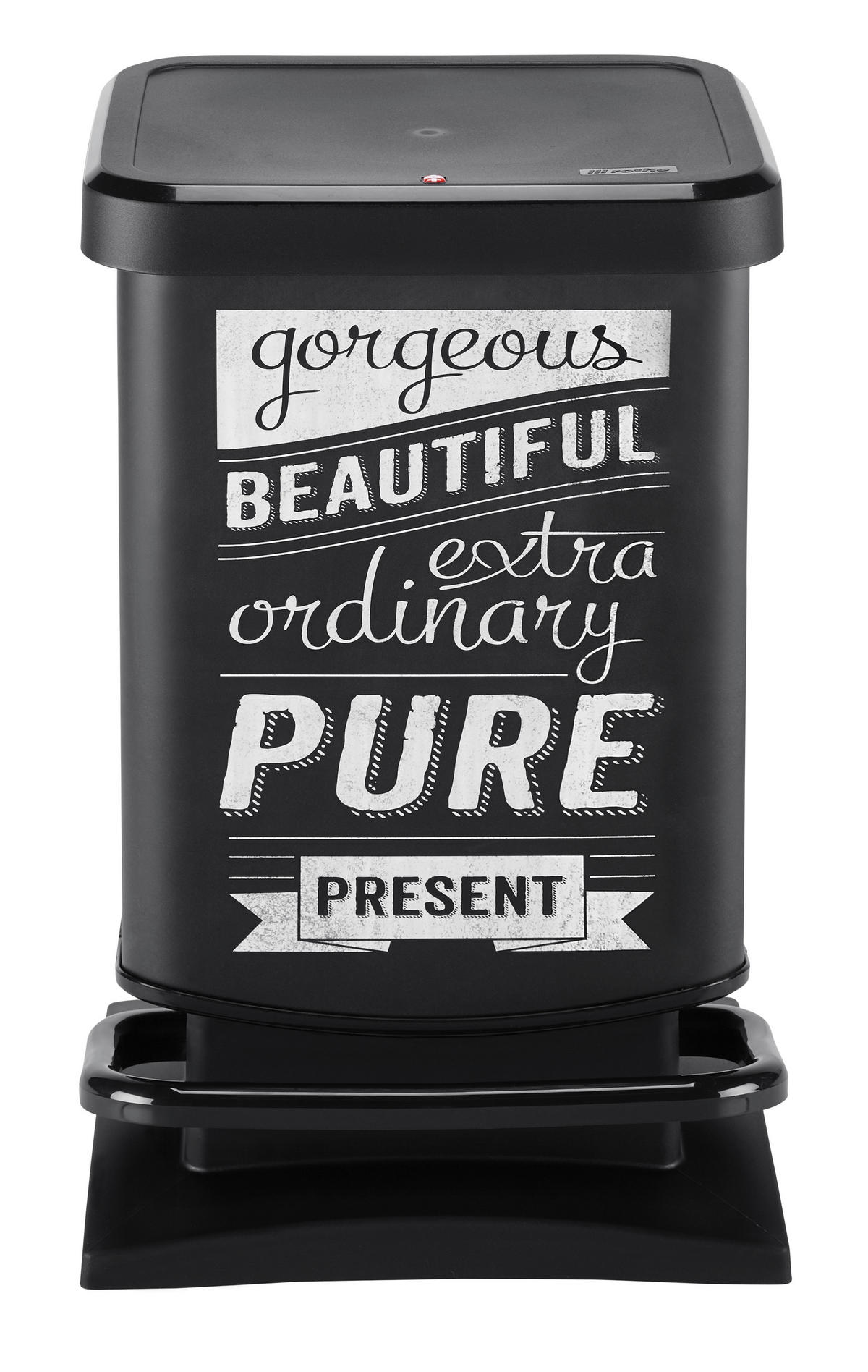 ABFALLEIMER 20 L  - Schwarz/Weiß, KONVENTIONELL, Kunststoff (29,3/26,6/45,7cm) - Rotho