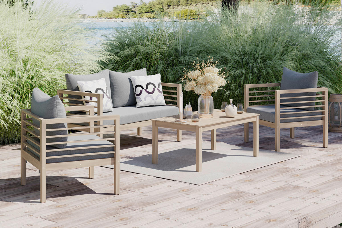 LOUNGEGARNITUR   100/43/60 cm  - Akaziefarben, Natur, Holz/Kunststoff (100/43/60cm) - Ambia Garden