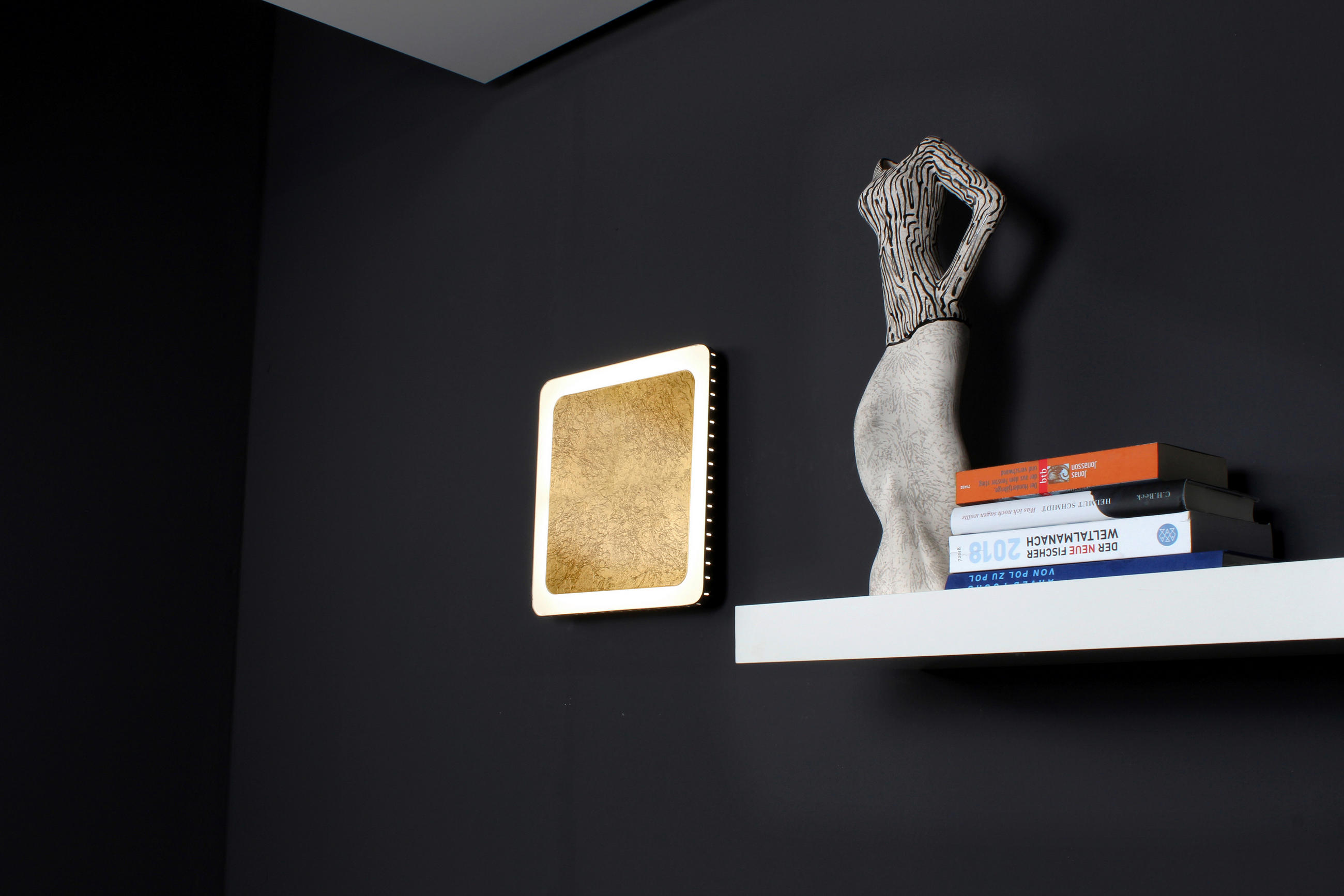 LED-DECKENLEUCHTE Solaris 31/31/4,5 cm   - Goldfarben/Schwarz, Design, Metall (31/31/4,5cm)