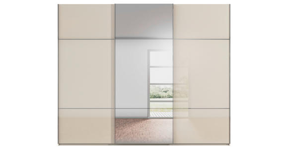 SCHWEBETÜRENSCHRANK 271/223/68 cm 3-türig Champagner - Chromfarben/Champagner, KONVENTIONELL, Glas/Holzwerkstoff (271/223/68cm) - Novel