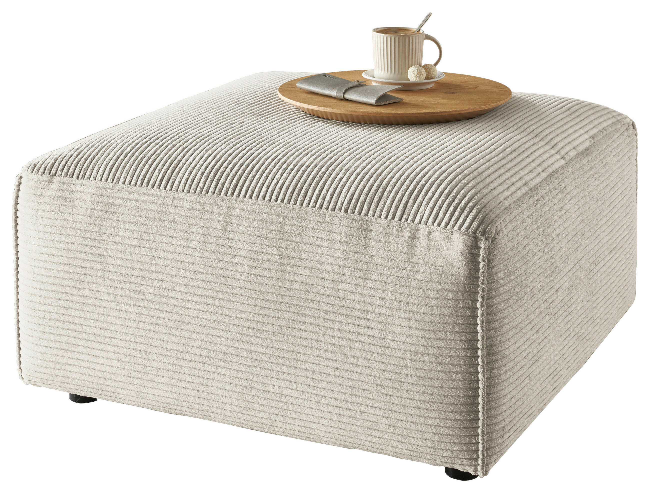 HOCKER in Textil Naturfarben  - Schwarz/Naturfarben, Design, Kunststoff/Textil (80/71/80cm) - Pure Home Lifestyle