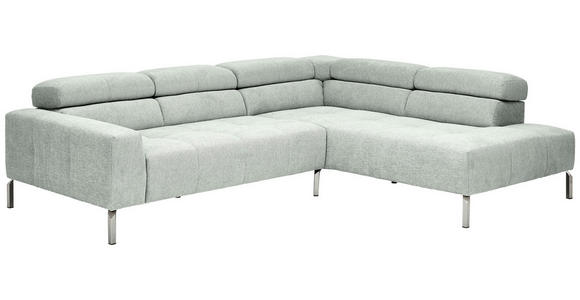ECKSOFA Grau Flachgewebe - Chromfarben/Grau, KONVENTIONELL, Textil/Metall (282/224cm) - Hom`in