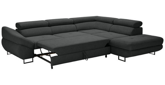 ECKSOFA in Webstoff Dunkelgrau  - Dunkelgrau/Schwarz, Design, Textil/Metall (280/235cm) - Hom`in