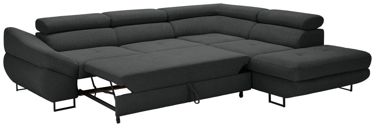 ECKSOFA in Webstoff Dunkelgrau  - Dunkelgrau/Schwarz, Design, Textil/Metall (280/235cm) - Hom`in
