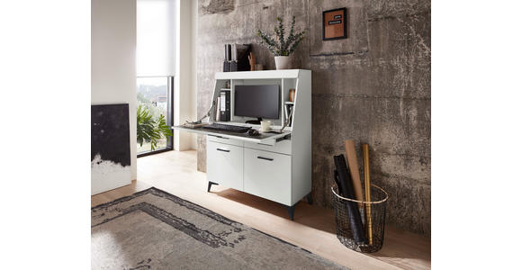 SEKRETÄR  Kabeldurchlass, Stauraum  - Schwarz/Weiß, Trend, Holzwerkstoff/Kunststoff (98/124/42cm) - Carryhome