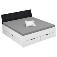 STAURAUMBETT 180/200 cm  in Weiß  - Schwarz/Weiß, Design, Holzwerkstoff (180/200cm) - Xora