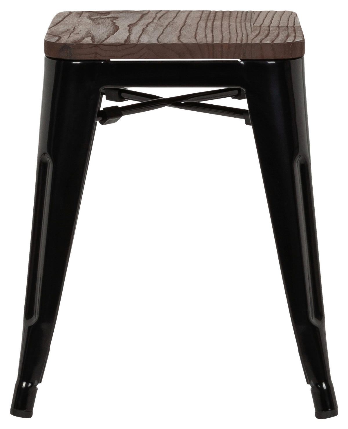 HOCKER Ulme Schwarz, Dunkelbraun  - Dunkelbraun/Schwarz, Basics, Holz/Metall (39/46/39cm) - MID.YOU