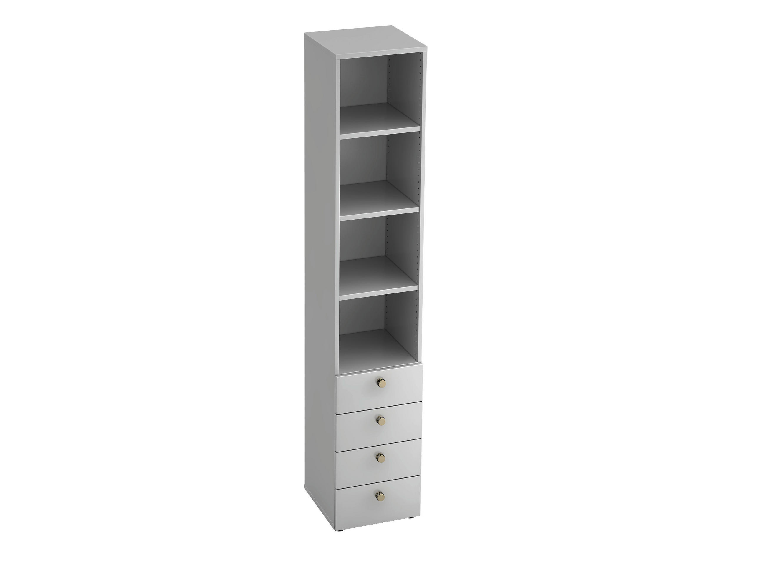 REGAL Weiß  - Alufarben/Weiß, KONVENTIONELL, Holzwerkstoff/Metall (40/215,6/42cm) - Venda