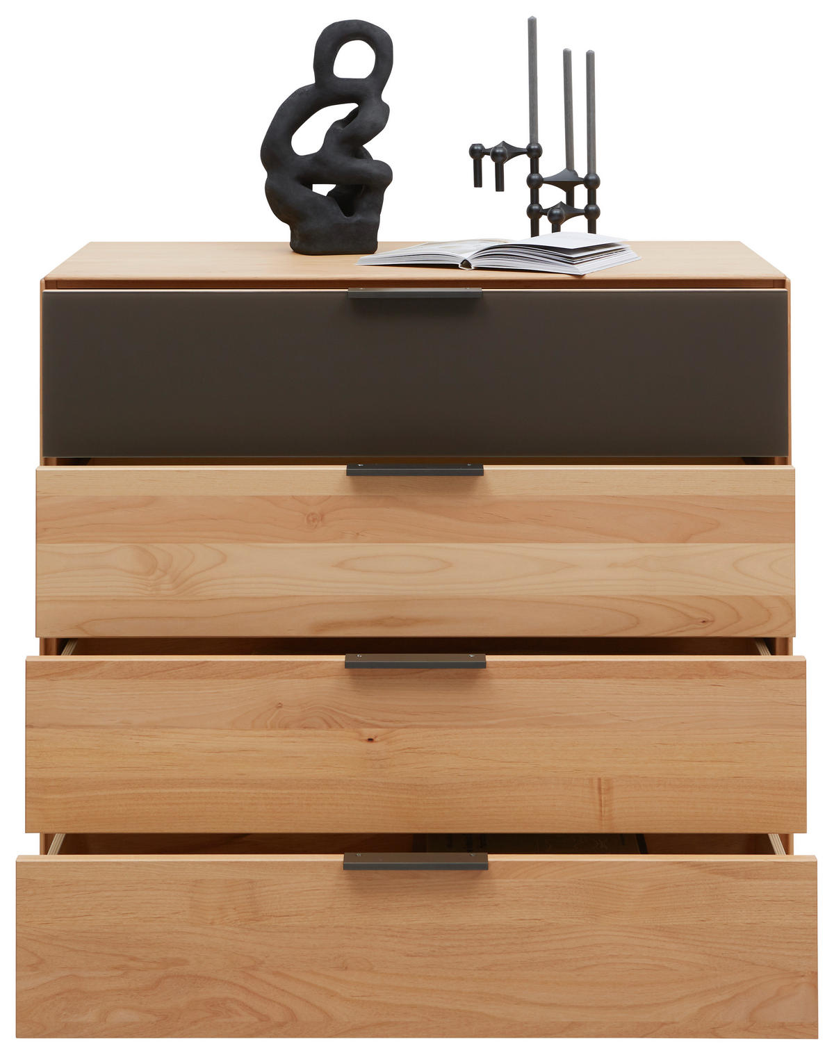 KOMMODE  in 91,5/84,7/44,2 cm  - Dunkelbraun/Erlefarben, Natur, Glas/Holz (91,5/84,7/44,2cm) - Valnatura