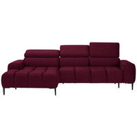 ECKSOFA in Samt, Webstoff Bordeaux  - Bordeaux/Schwarz, Design, Textil/Metall (177/270cm) - Welnova