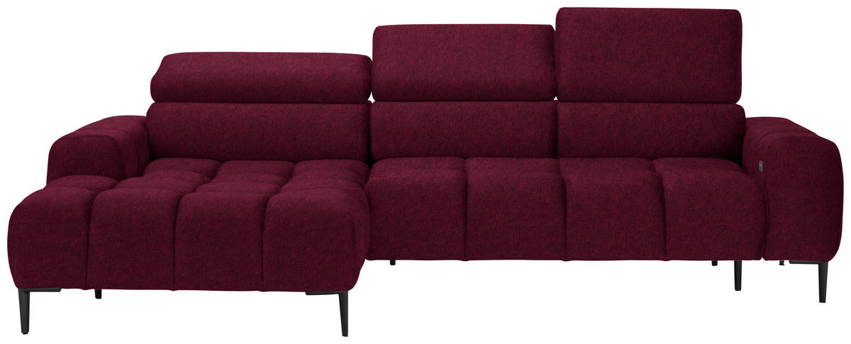 ECKSOFA in Samt, Webstoff Bordeaux  - Bordeaux/Schwarz, Design, Textil/Metall (177/270cm) - Welnova