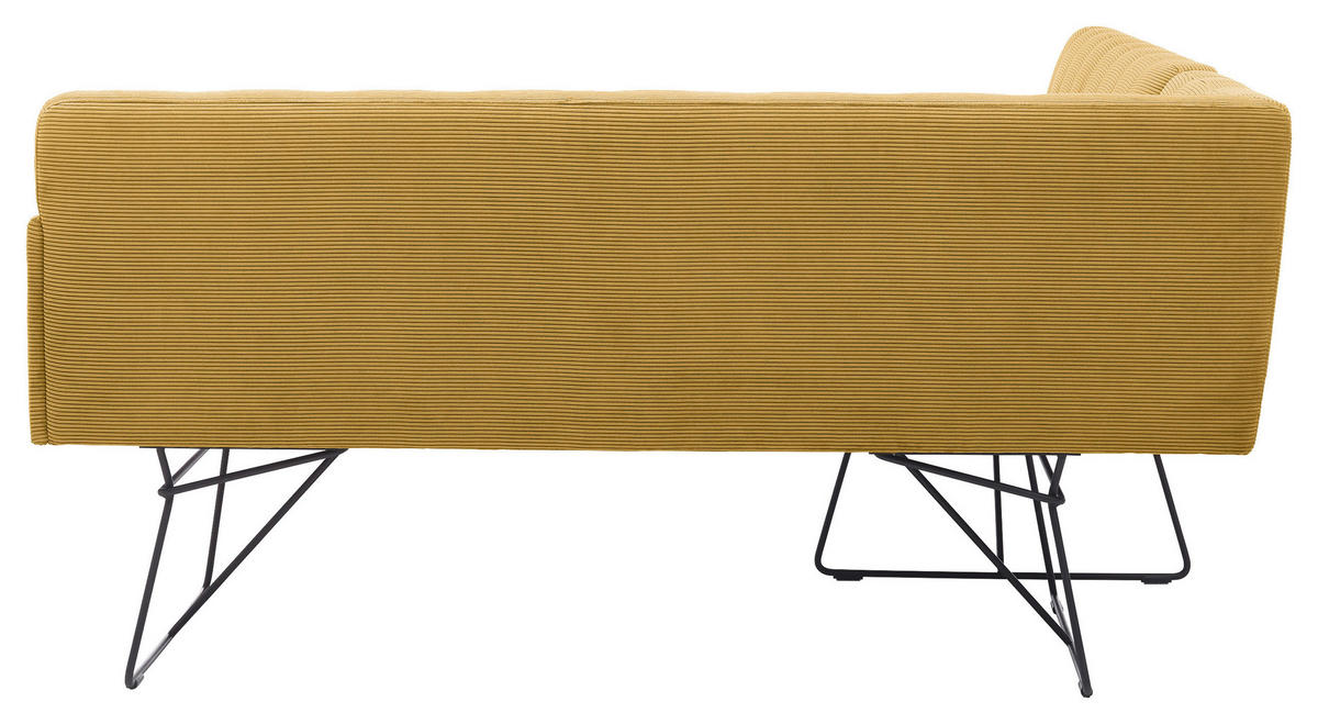 ECKBANK 232/180 cm Feincord Grün Metall   - Schwarz/Grün, Design, Textil/Metall (232/180cm) - Johann Jakob