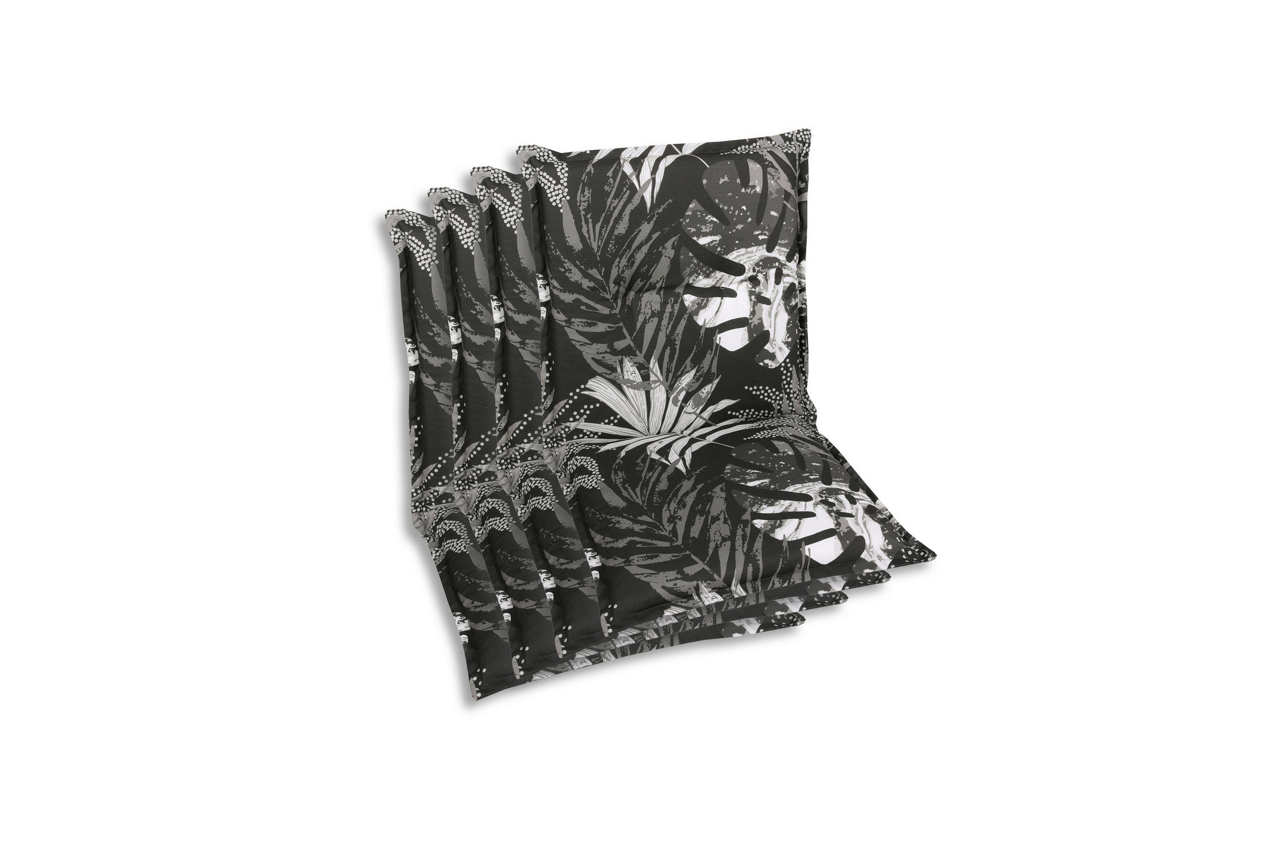 SESSELAUFLAGENSET Blätter  - Schwarz/Weiß, Basics, Textil (50/7/100cm)