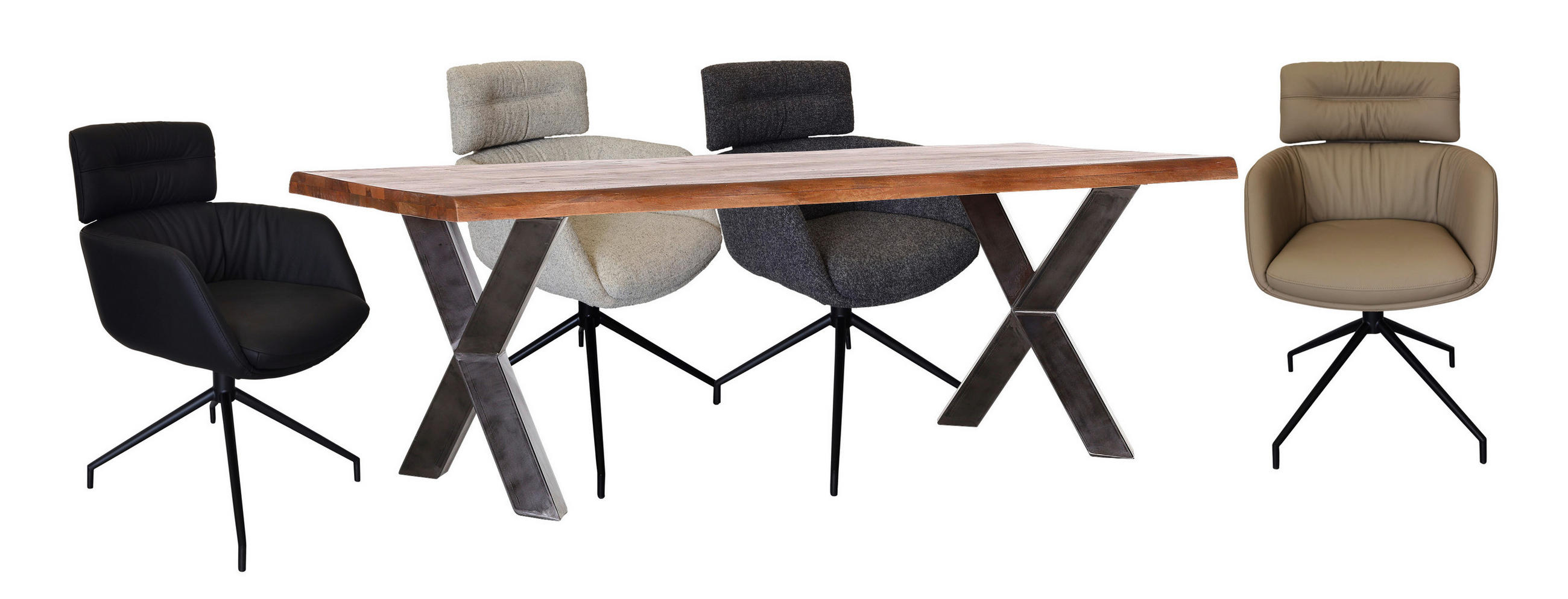 JÍDELNÍ STŮL, mangové dřevo, přírodní barvy, černá, 200/100/78 cm - černá/přírodní barvy, Moderní, kov/dřevo (200/100/78cm) - Voleo