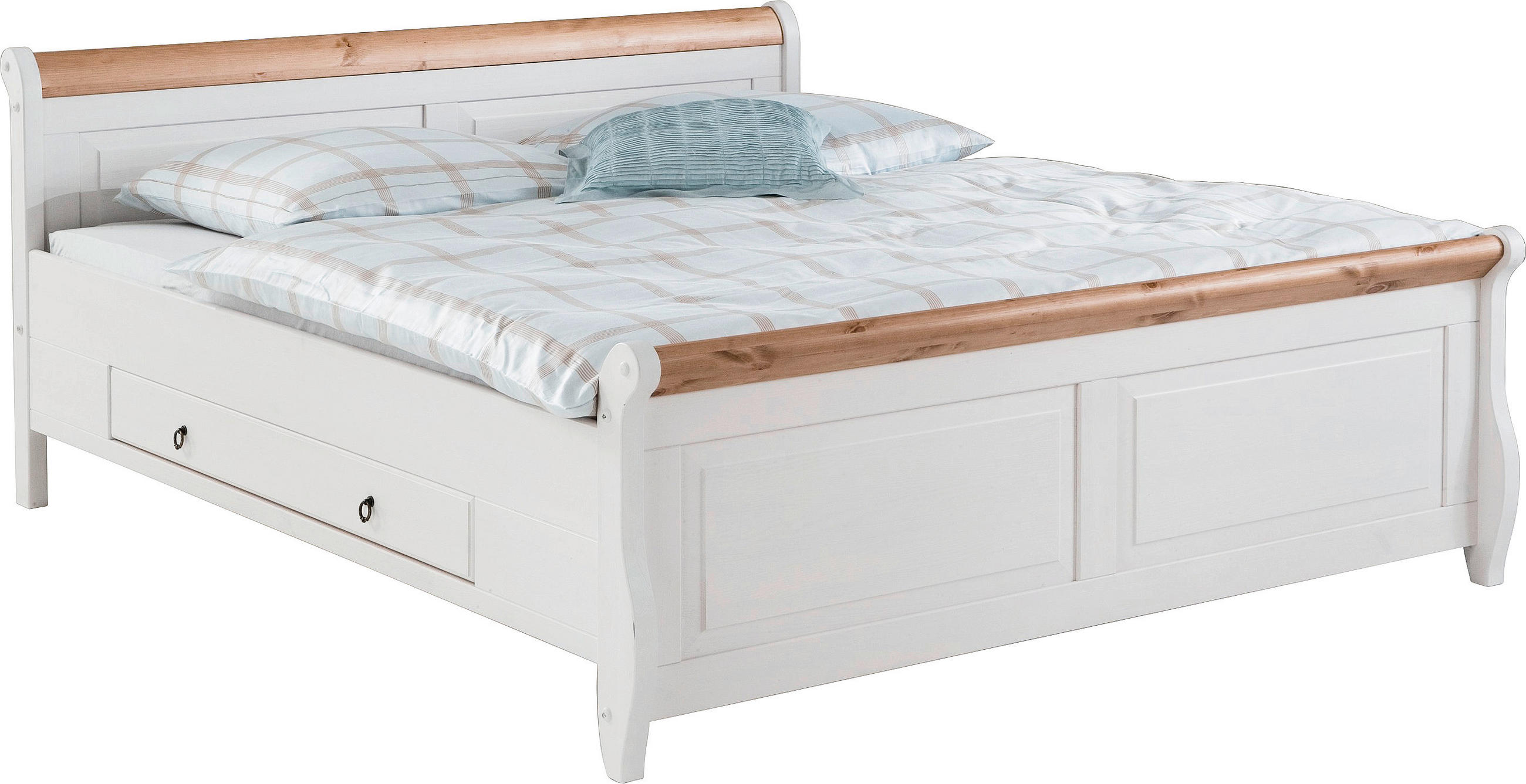 BETT 140/200 cm in Weiß, Kieferfarben - Weiß/Kieferfarben, Design, Holz (140/200cm) - Carryhome