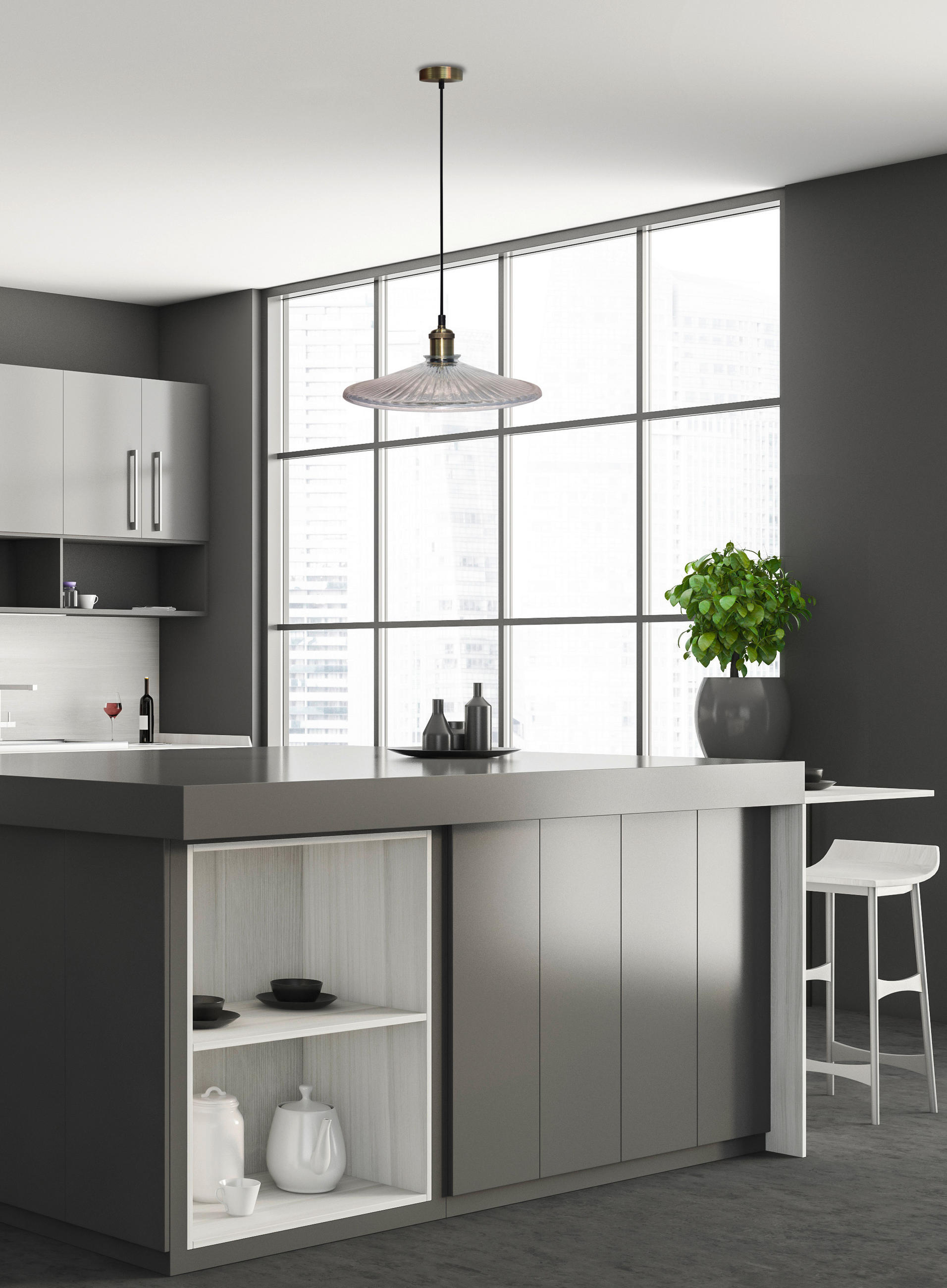 PENDELLAMPA Chester 30/30/90 cm  - svart, Klassisk, metall/glas (30/30/90cm)