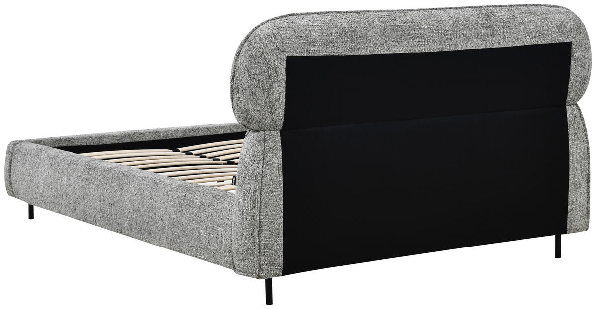 POLSTERBETT gepolstertes Kopfteil, Lattenrost 140/200 cm  in Grau  - Eichefarben/Schwarz, Design, Holz/Textil (140/200cm) - Boxxx