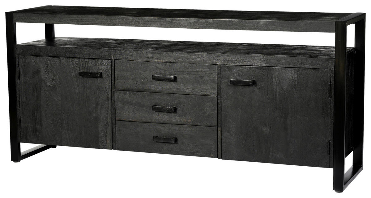SIDEBOARD Norris 180/80/43 cm 3 Schublade(n)  - Schwarz, Basics, Holz/Metall (180/80/43cm) - Livetastic