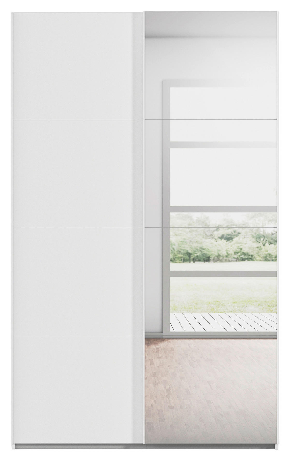 SCHWEBETÜRENSCHRANK 137/223/68 cm 2-türig Weiß  - Weiß, Design, Glas/Holzwerkstoff (137/223/68cm) - Novel