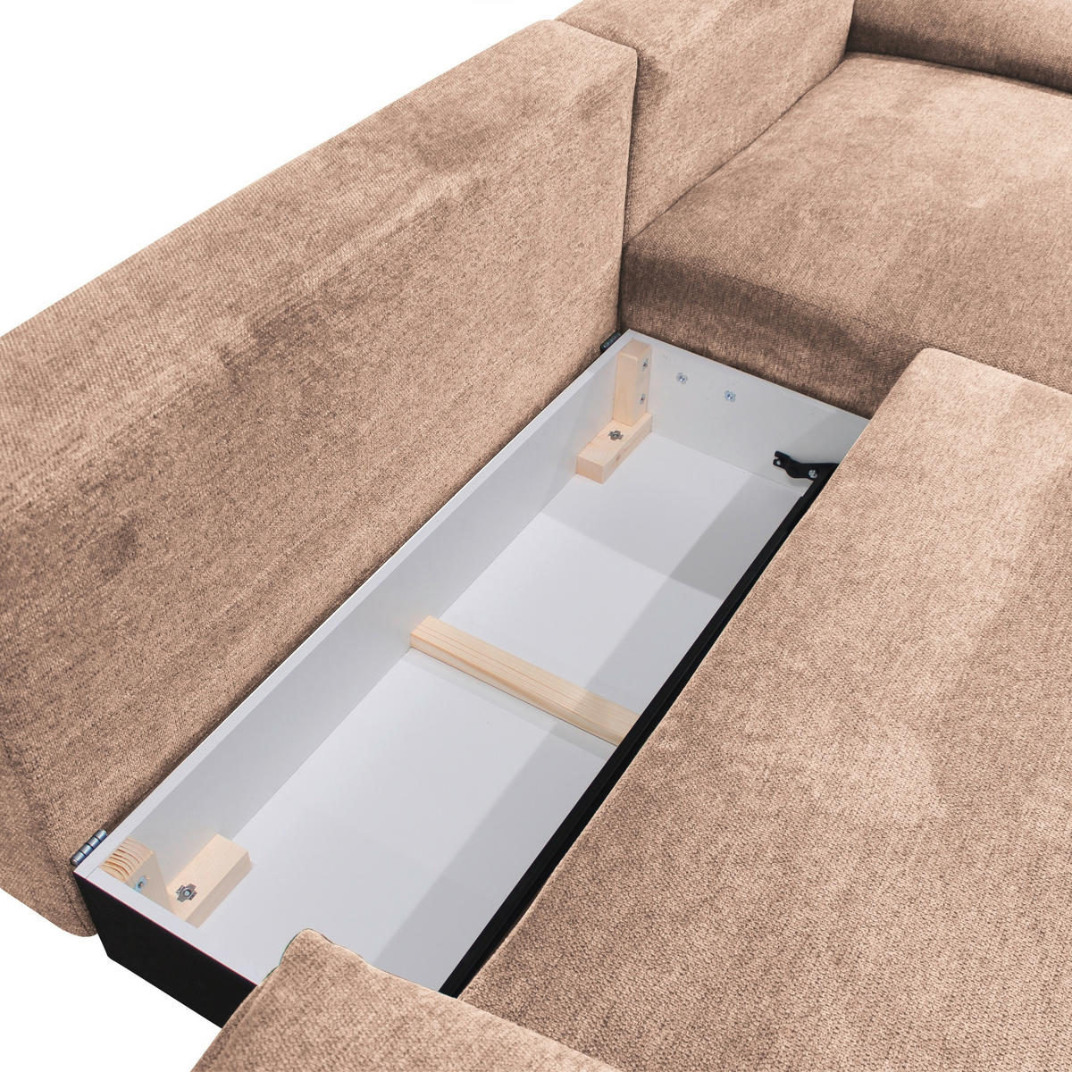 ECKSOFA in Webstoff Beige  260/192 cm  - Beige/Schwarz, Design, Textil/Metall (260/192cm) - MID.YOU