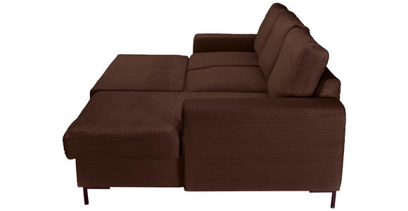 ECKSOFA Dunkelbraun Cord  - Dunkelbraun/Schwarz, KONVENTIONELL, Textil/Metall (240/150cm) - Carryhome