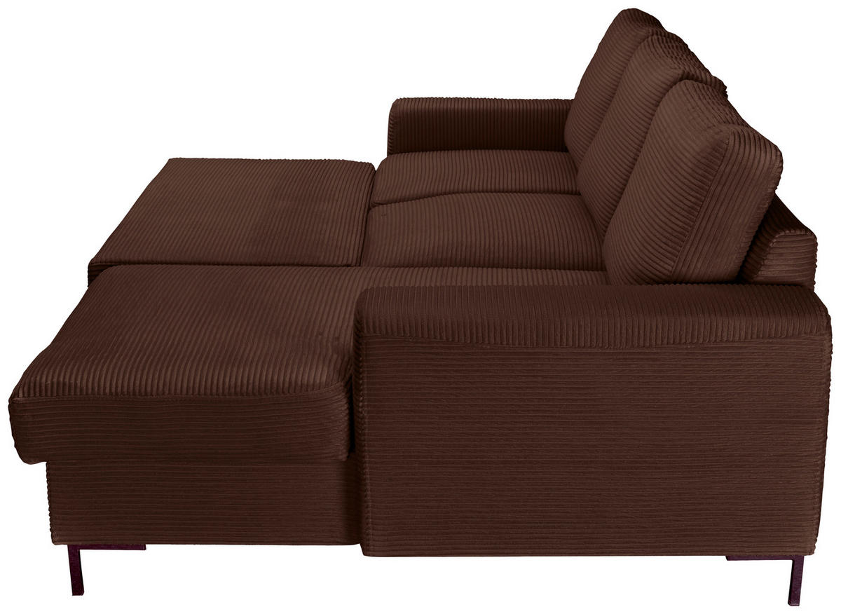 ECKSOFA Dunkelbraun Cord  - Dunkelbraun/Schwarz, KONVENTIONELL, Textil/Metall (240/150cm) - Carryhome