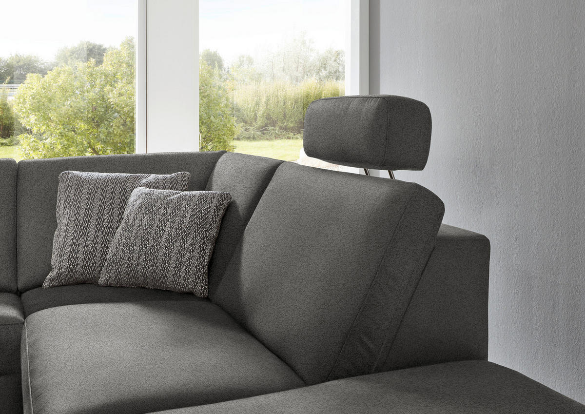 ECKSOFA in Mikrofaser Grau  - Alufarben/Grau, Design, Textil/Metall (275/242cm) - Dieter Knoll