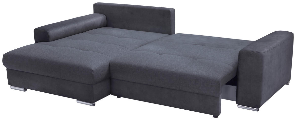 ECKSOFA in Struktur Anthrazit  177/269 cm  - Chromfarben/Anthrazit, Design, Textil/Metall (177/269cm) - Livetastic