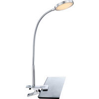 LED-KLÄMLAMPA - kromfärg/opal, Basics, metall/plast (30/30/47cm) - Globo