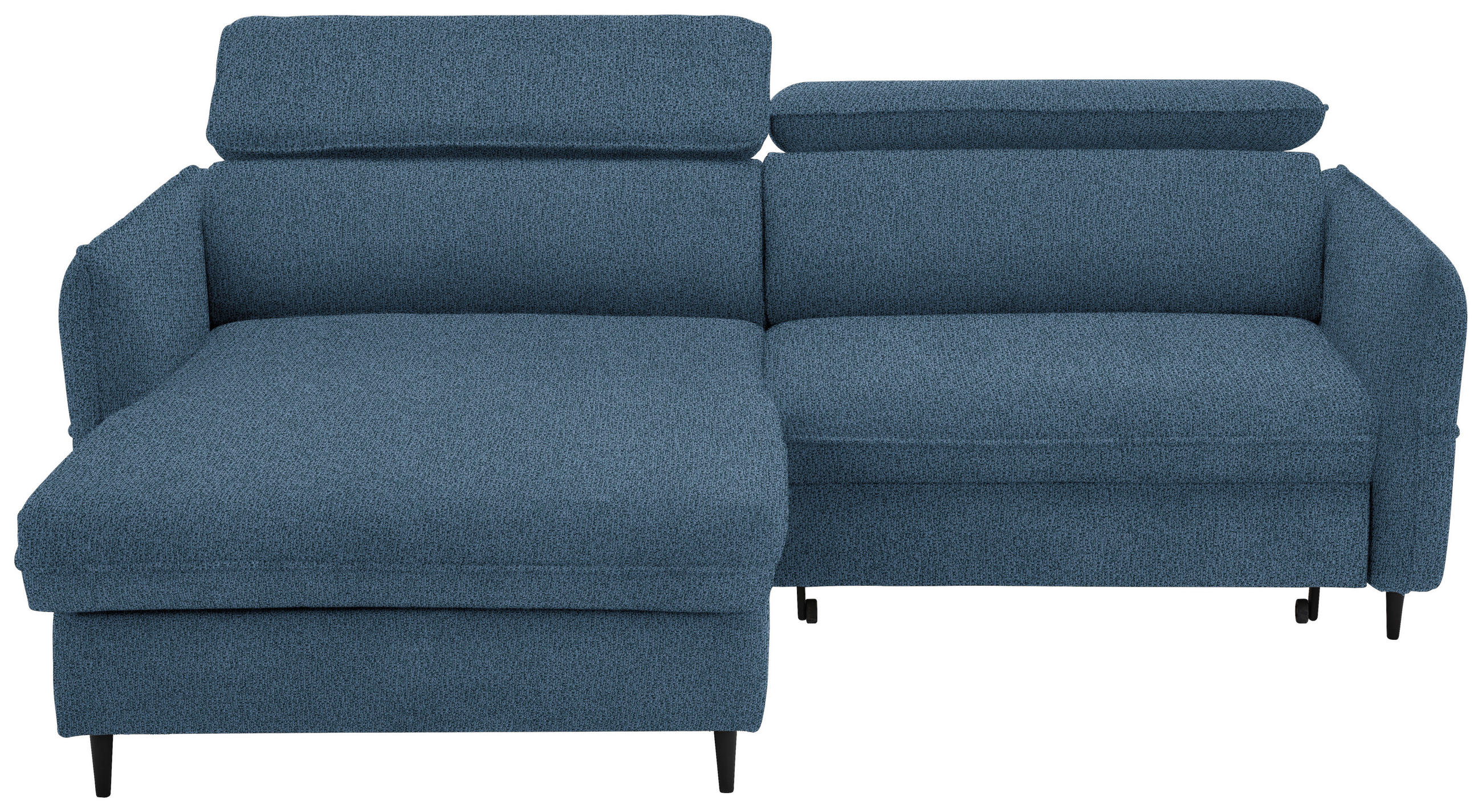 ECKSOFA inkl. Funktionen Dunkelblau Flachgewebe Bettkasten, Schlaffunktion, Rücken echt, Kopfteilverstellung  - Schwarz/Dunkelblau, Design, Holz/Textil (185/232cm) - Stylife