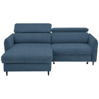 ECKSOFA Flachgewebe Dunkelblau  - Schwarz/Dunkelblau, Design, Holz/Textil (185/232cm) - Stylife