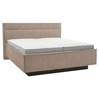 POLSTERBETT 180/200 cm,  in Hellbraun, gepolstertes Kopfteil, Bettkasten, Lattenroste, Matratzen, H2 + H3 = mittel + fest  - Hellbraun/Weiß, Design, Textil (180/200cm) - Musterring