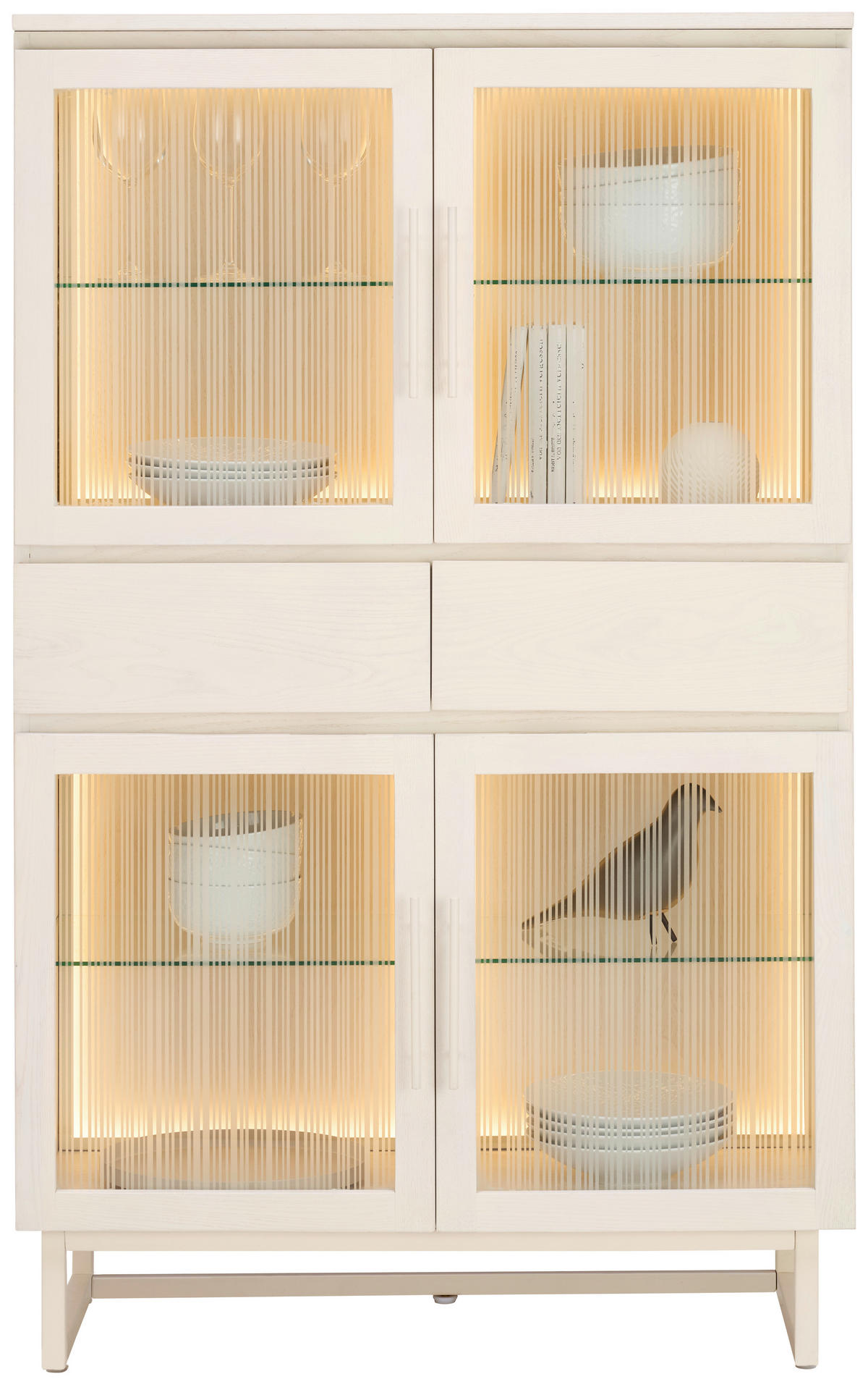 HIGHBOARD BORAS 90/145/43 cm 2 Schublade(n)  - Weiss/Schwarz, Modern, Glas/Holz (90/145/43cm) - Lomoco
