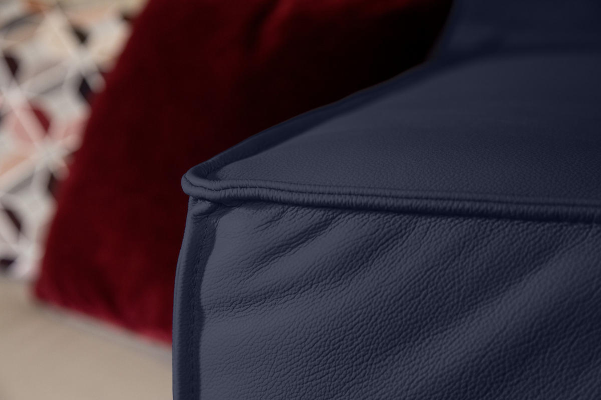 ECKSOFA in Echtleder Blau  - Blau/Schwarz, Modern, Leder/Kunststoff (164/300cm) - W.Schillig