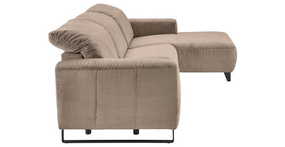 ECKSOFA in Cord Taupe  - Taupe/Schwarz, KONVENTIONELL, Textil/Metall (266/180cm) - Hom`in