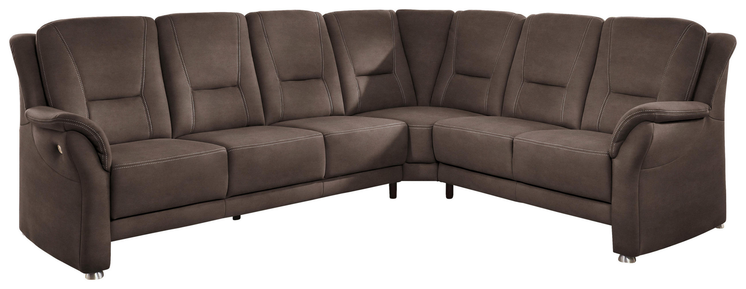 ECKSOFA  in Mikrofaser Graubraun  275/223 cm  - Graubraun/Beige, KONVENTIONELL, Textil/Metall (275/223cm) - Beldomo Comfort