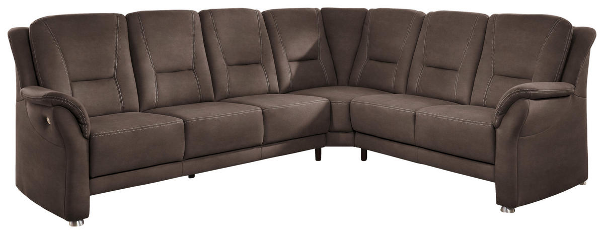 ECKSOFA in Mikrofaser Graubraun  275/223 cm  - Graubraun/Beige, KONVENTIONELL, Textil/Metall (275/223cm) - Beldomo Comfort