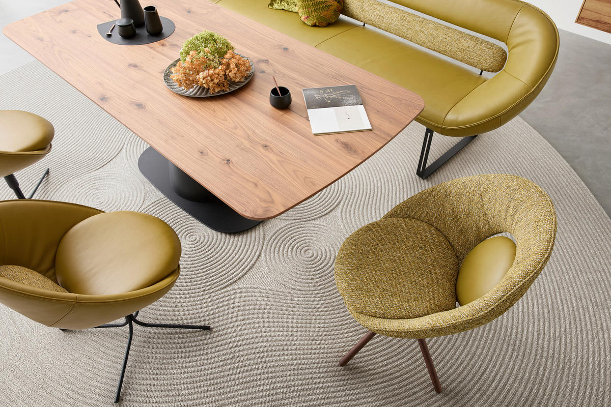 STUHL  Typenauswahl, Sitzfläche 360° drehbar, Gestellauswahl, Stoff-/Lederauswahl Chenille, Flachgewebe  Senfgelb  - Beige/Senfgelb, Design, Leder/Textil (67cm) - Koinor