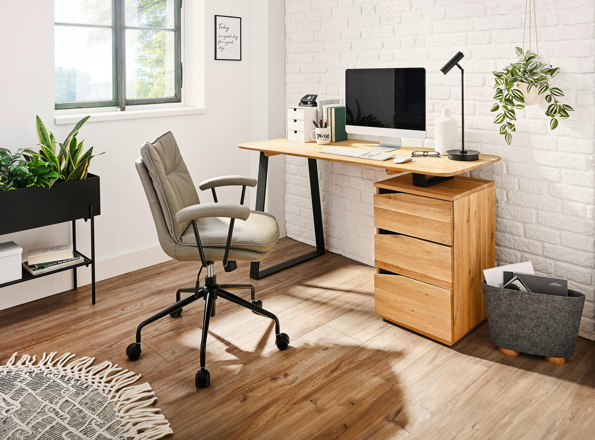 PISAĆI STOL  divlji hrast  drvo  - crna/divlji hrast, Natur, drvo/metal (140/65/75cm) - Linea Natura