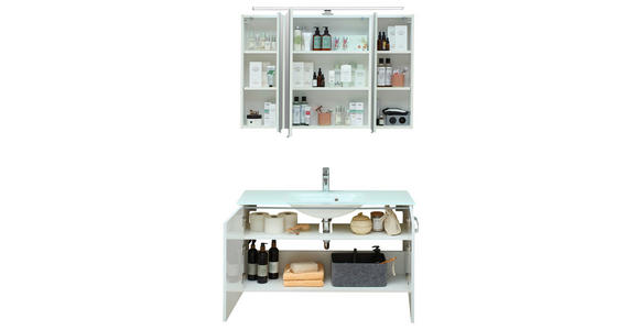 BADEZIMMER 3-teilig  in 105 cm  - Chromfarben/Weiß, KONVENTIONELL, Glas/Holzwerkstoff (105cm) - Xora