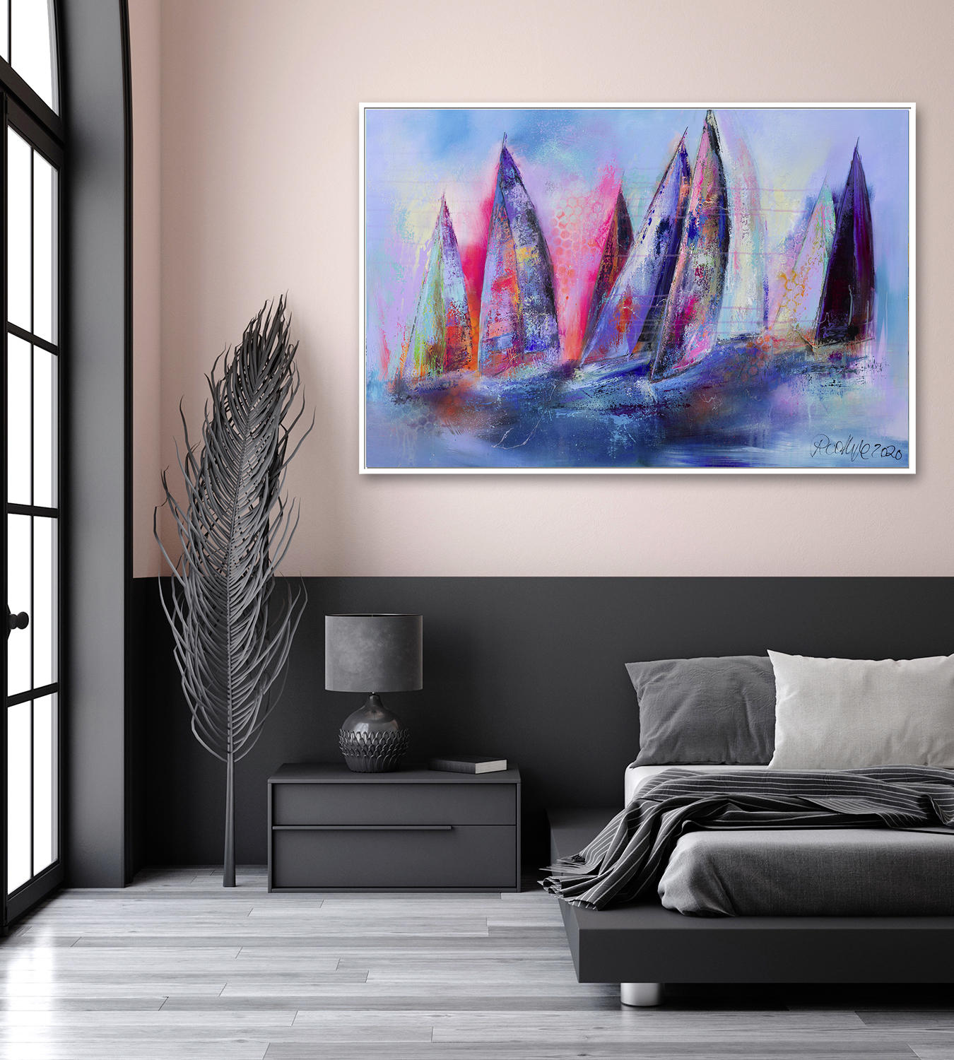 BILD Manuela Rathje Abstraktes Kieler Woche 2020  - Multicolor/Weiß, Basics, Holzwerkstoff/Kunststoff (120/80cm) - Wiedemann