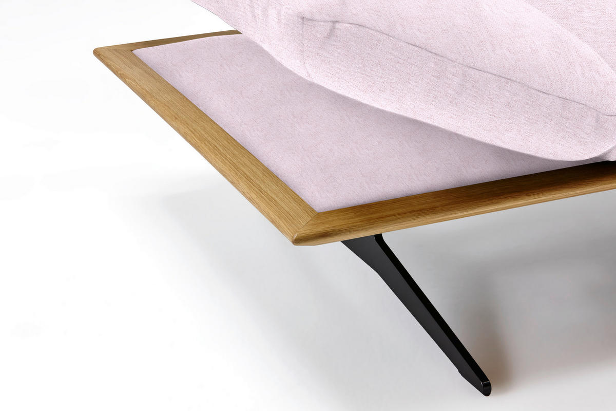 ECKSOFA in Flachgewebe Hellrosa  314/159 cm  - Hellrosa/Schwarz, Design, Holz/Textil (314/159cm) - Dieter Knoll