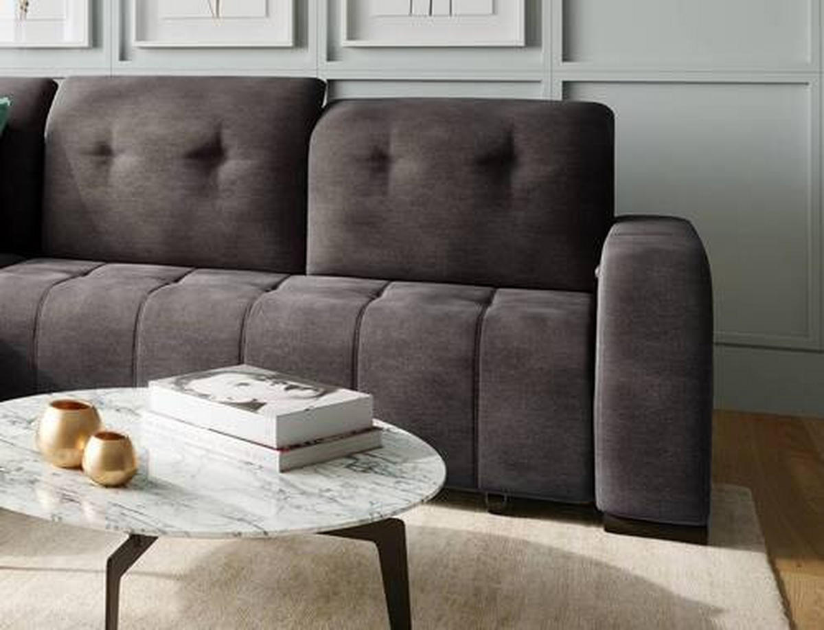 ECKSOFA in Mikrofaser Anthrazit  - Anthrazit/Schwarz, Modern, Textil/Metall (292/185cm) - Livetastic