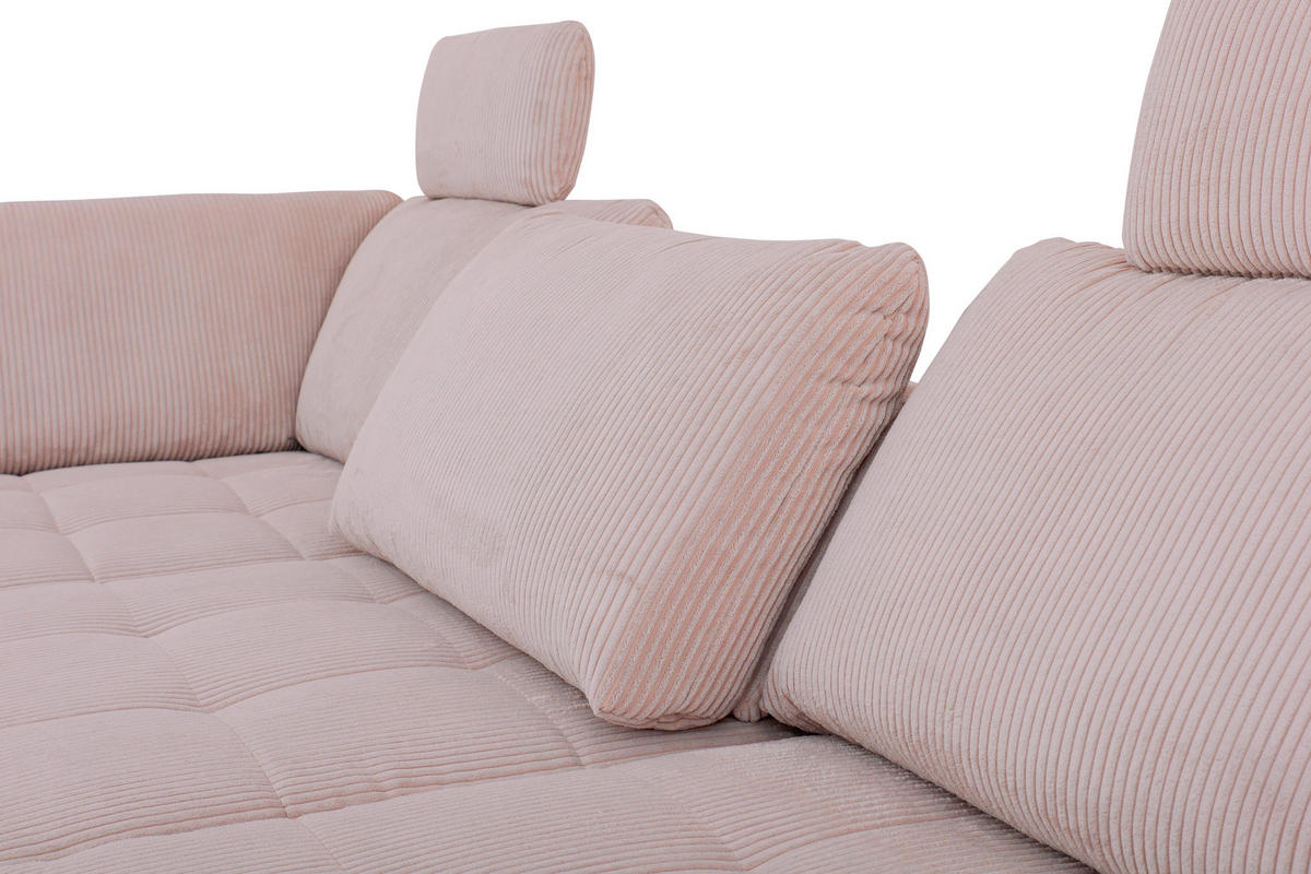 ECKSOFA Sense Altrosa Cord, Velours  - Schwarz/Altrosa, Design, Textil/Metall (197/291cm) - Beldomo Style