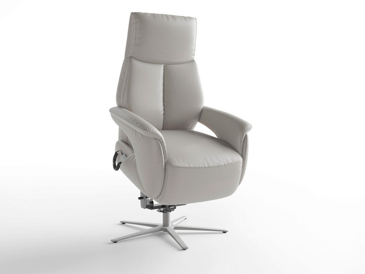 RELAXSESSEL in Leder Hellgrau  - Silberfarben/Hellgrau, Basics, Leder/Metall (75/110/85cm) - Sit & More