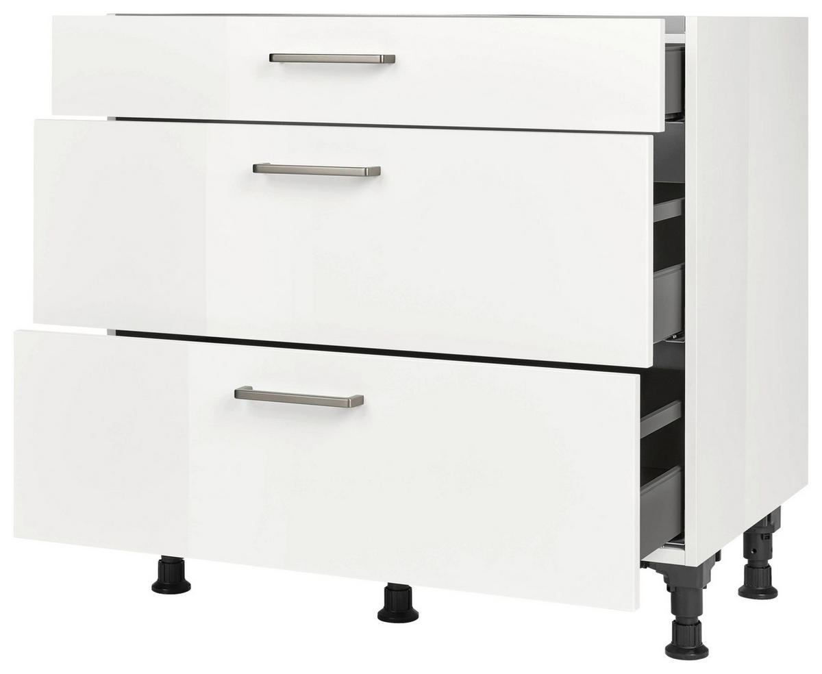 KOCHFELDUMBAUSCHRANK 90/87/56 cm  in Weiß Hochglanz  - Edelstahlfarben/Weiß Hochglanz, MODERN, Holzwerkstoff/Metall (90/87/56cm) - Nobilia