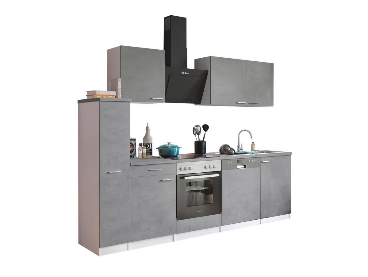 KÜCHENBLOCK 250 cm   in Grau, Weiß  - Edelstahlfarben/Weiß, Basics, Holzwerkstoff/Metall (250cm) - Respekta