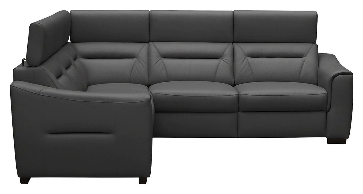 ECKSOFA  in Lederlook Echtleder Anthrazit  - Wengefarben/Anthrazit, Design, Leder/Holz (260/260cm) - Celina Home
