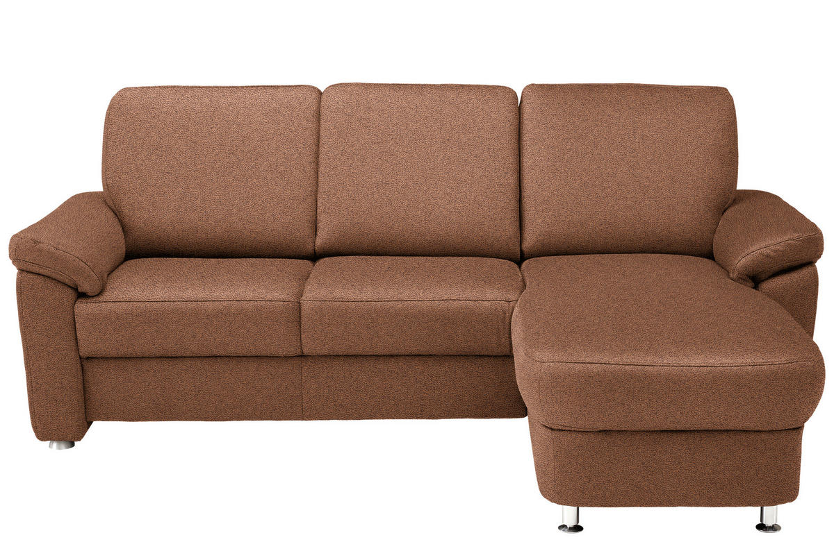 ECKSOFA in Webstoff Braun  220/163 cm  - Chromfarben/Braun, KONVENTIONELL, Textil/Metall (220/163cm) - Beldomo System
